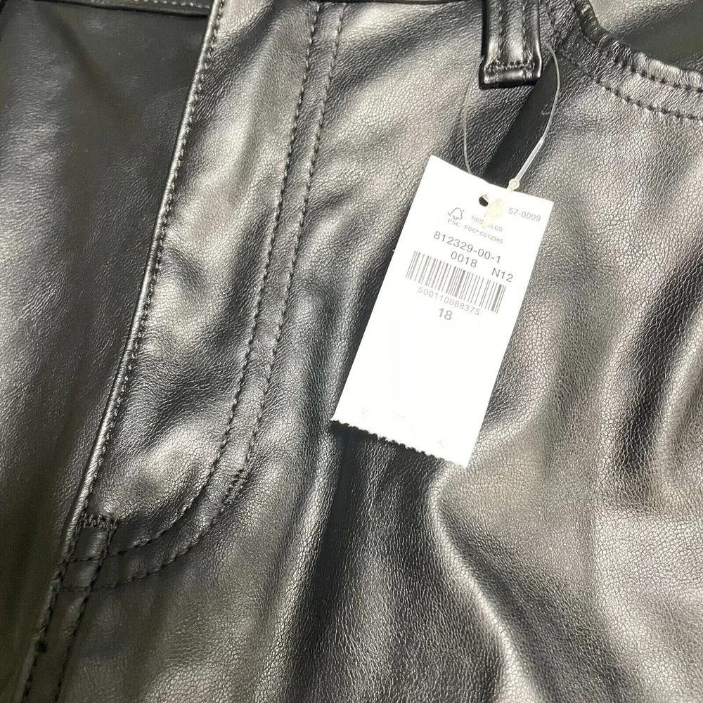 Old Navy High Rise Flare Pants Girls 18 Black Faux Leather New
